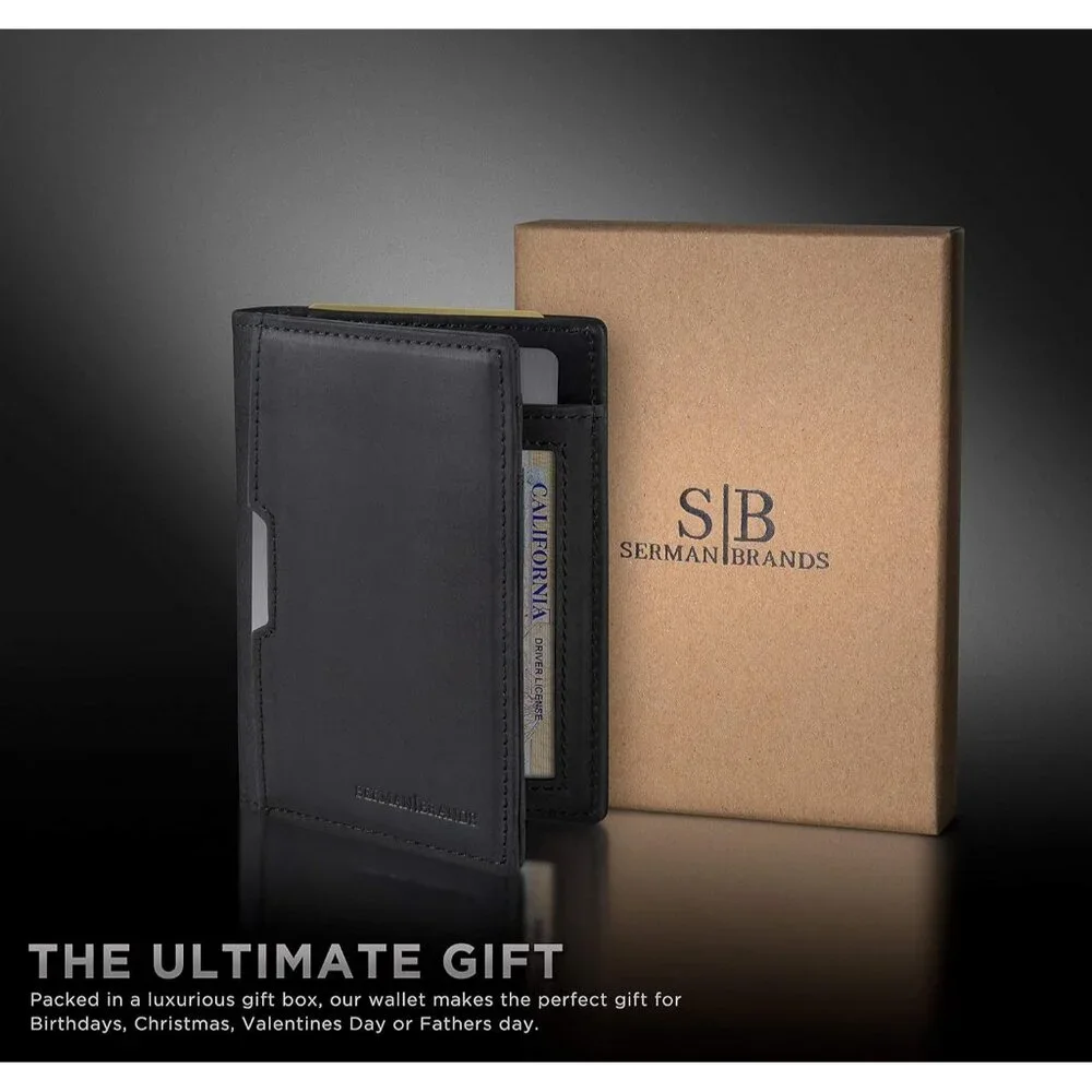 Wallets for Men Slim Mens leather RFID Blocking Minimalist Card Front Pocket